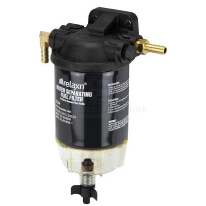 Marine Water Separator Kit with Fuel Filter, Clear Bowl & Manifold 10 Micron