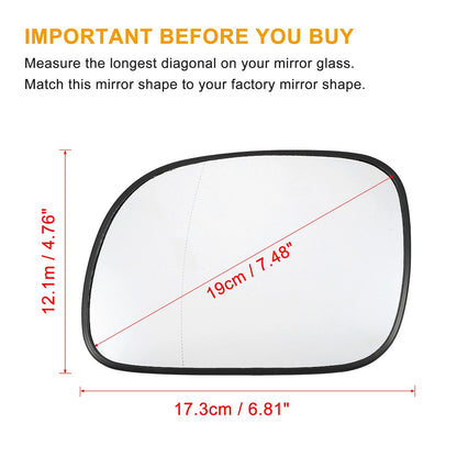 Left Side Heated Rearview Mirror Glass with Backing Plate for Dodge Caravan