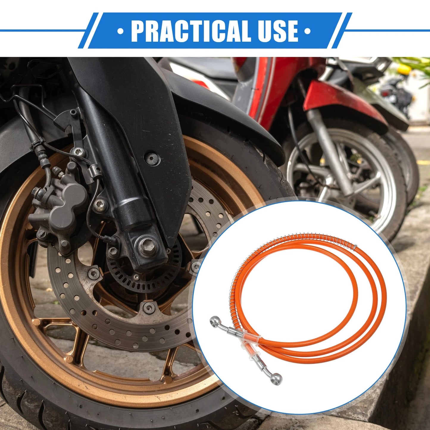 Orange Hydraulic Brake Hose Line 200cm for Motorcycle