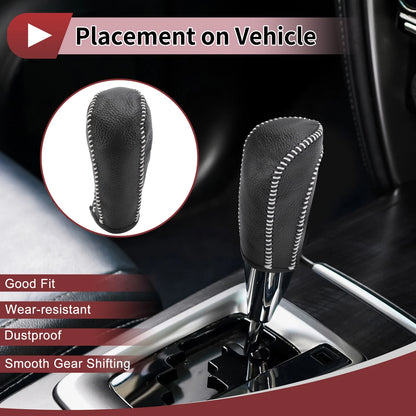 Car Gear Shift Knob Cover 1Pc for Ford Fiesta (2009-2012) Beige Faux Leather