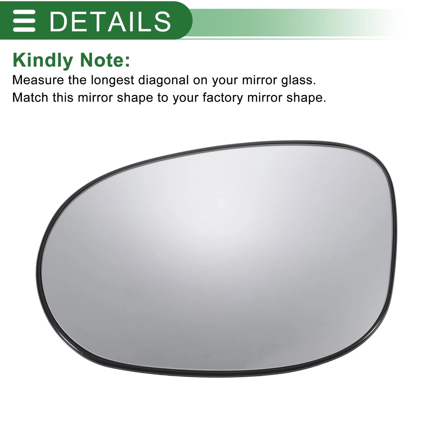 Left Side White Convex Mirror Glass for Ford Ka (2008-2017)
