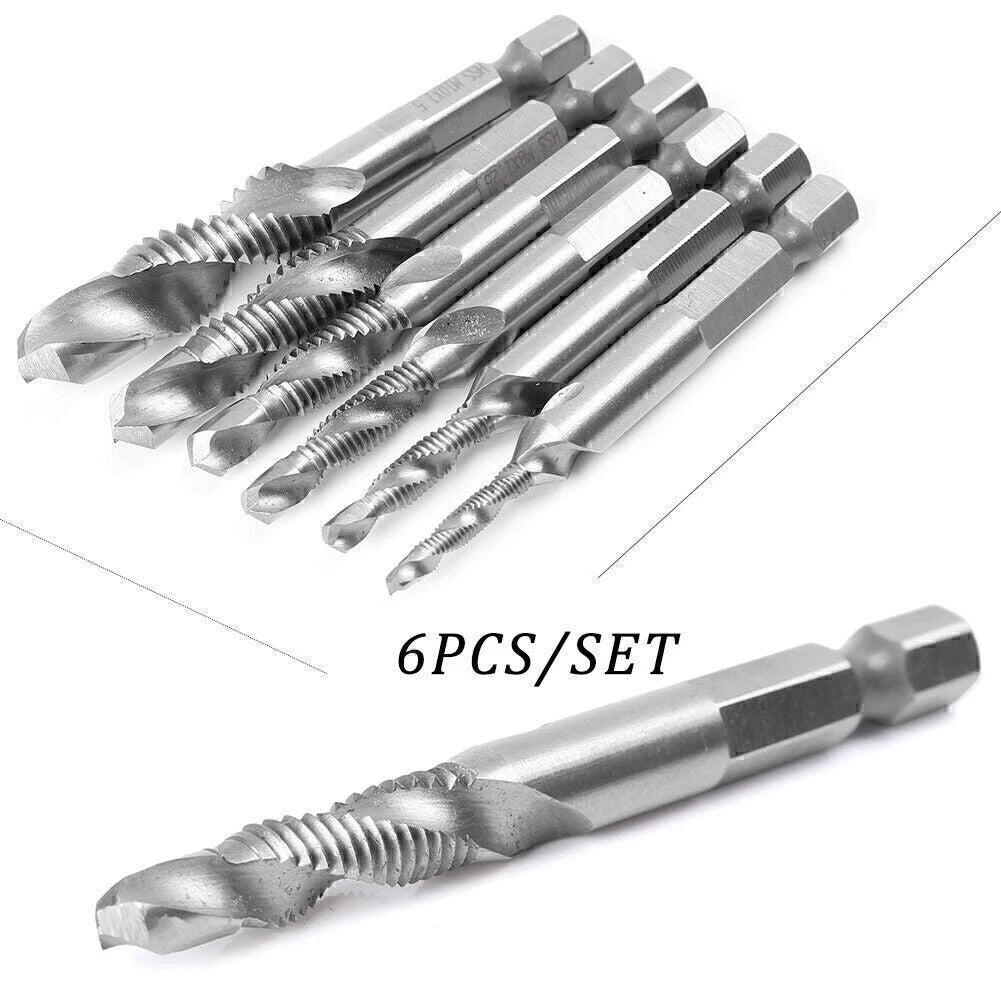 6pc HSS Drill Tap Set M3-M10 for Metric Countersink & Deburr Tools
