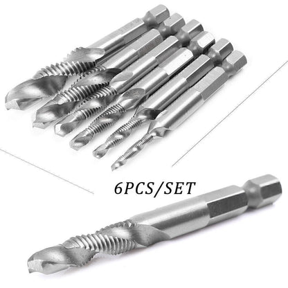 6pc HSS Drill Tap Set M3-M10 for Metric Countersink & Deburr Tools