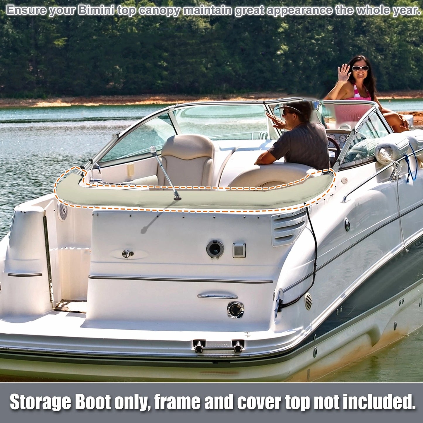 Boot Cover / 97–103 in / Bimini Top Storage with Light Hole Beige for Boat