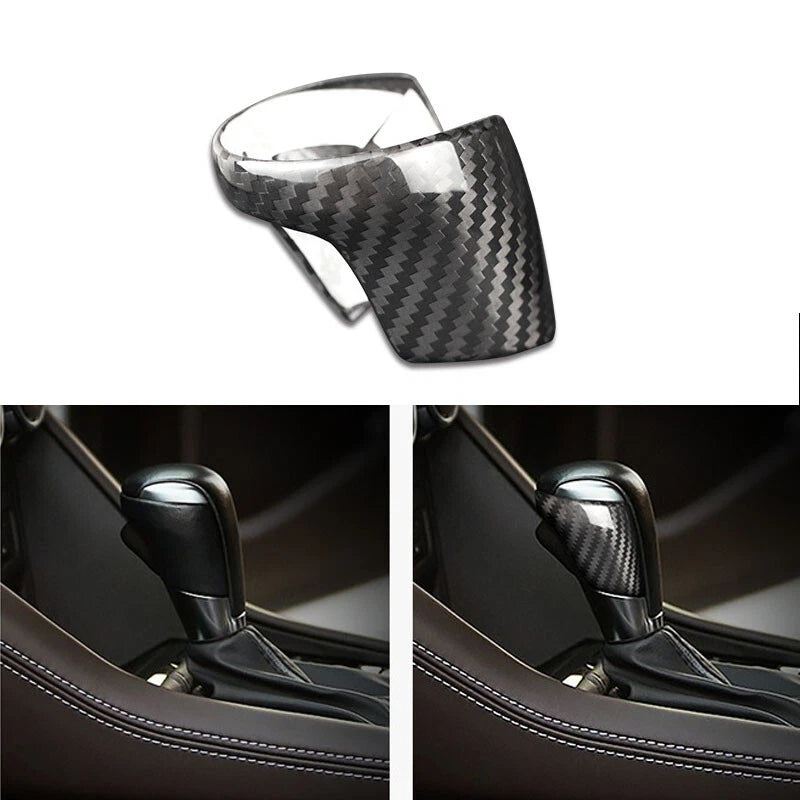 Carbon Fiber Back Gear Shift Knob Cover Trim Fit For Mazda 3 6 CX-4 CX-5