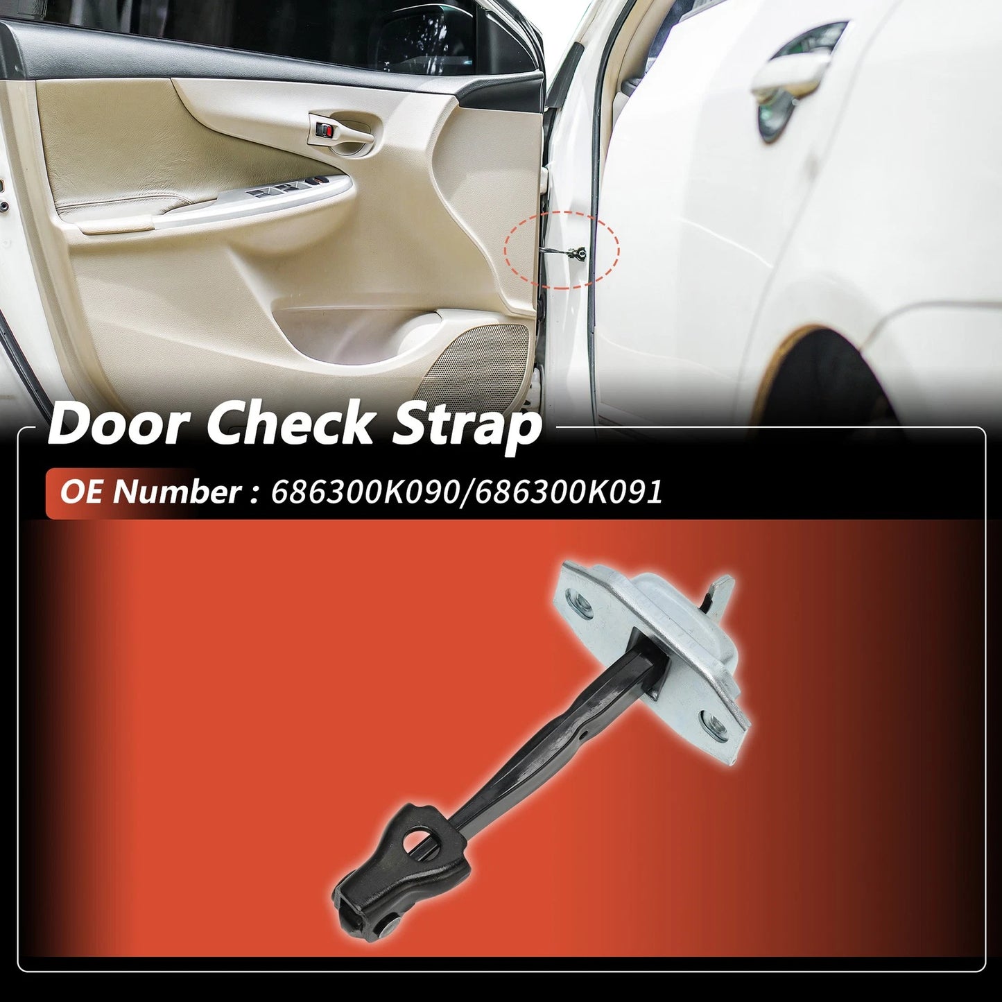 1pc Rear Left/Rear Right Door Check Strap for Toyota Hilux (2015–2022)