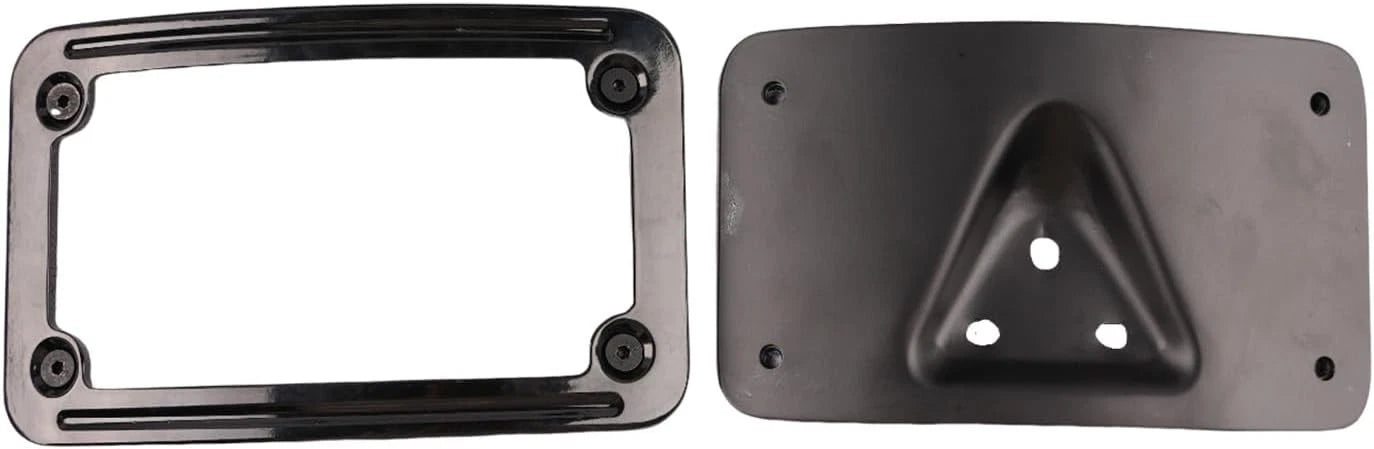 Black Curved Laydown License Plate Mount Bracket for Harley