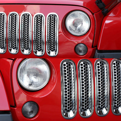 7x Front Insert Mesh Grille Cover for Jeep Wrangler JK Unlimited (2007-2015)
