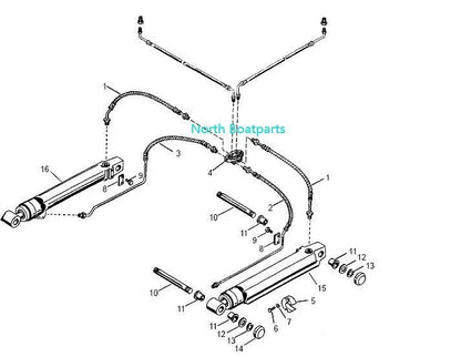 Mercury MerCruiser Alpha One Gen II Starboard Trim Cylinders & Hoses