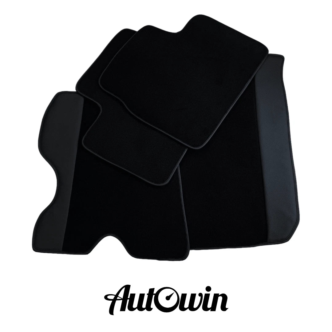 AutoWin Black Floor Mats for Ferrari FF (2011-2016) with Leather