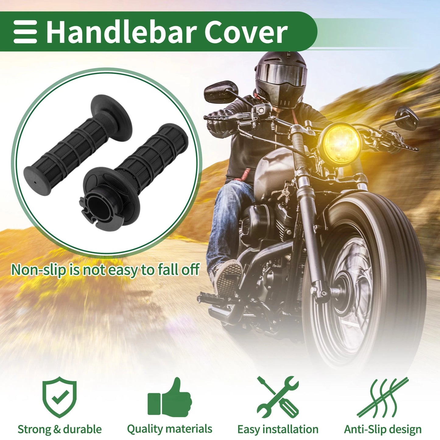 7/8" 22mm Hand Grips Black for Motorcycle