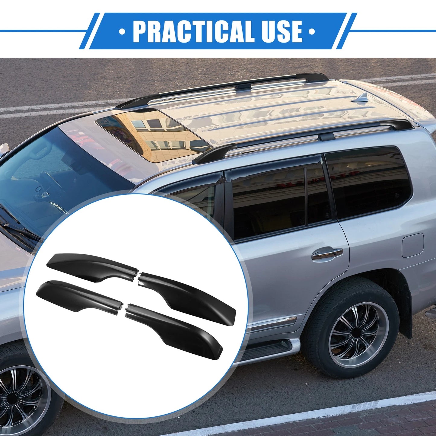 4pcs Roof Rack Side Rails End Cover for Toyota Land Cruiser (2008–2021)