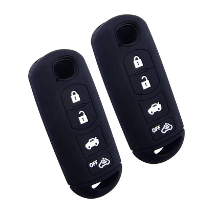 2 x Black Silicone Key Shell Covers for Mazda 3, 5, 6, CX-5, CX-7, CX-9
