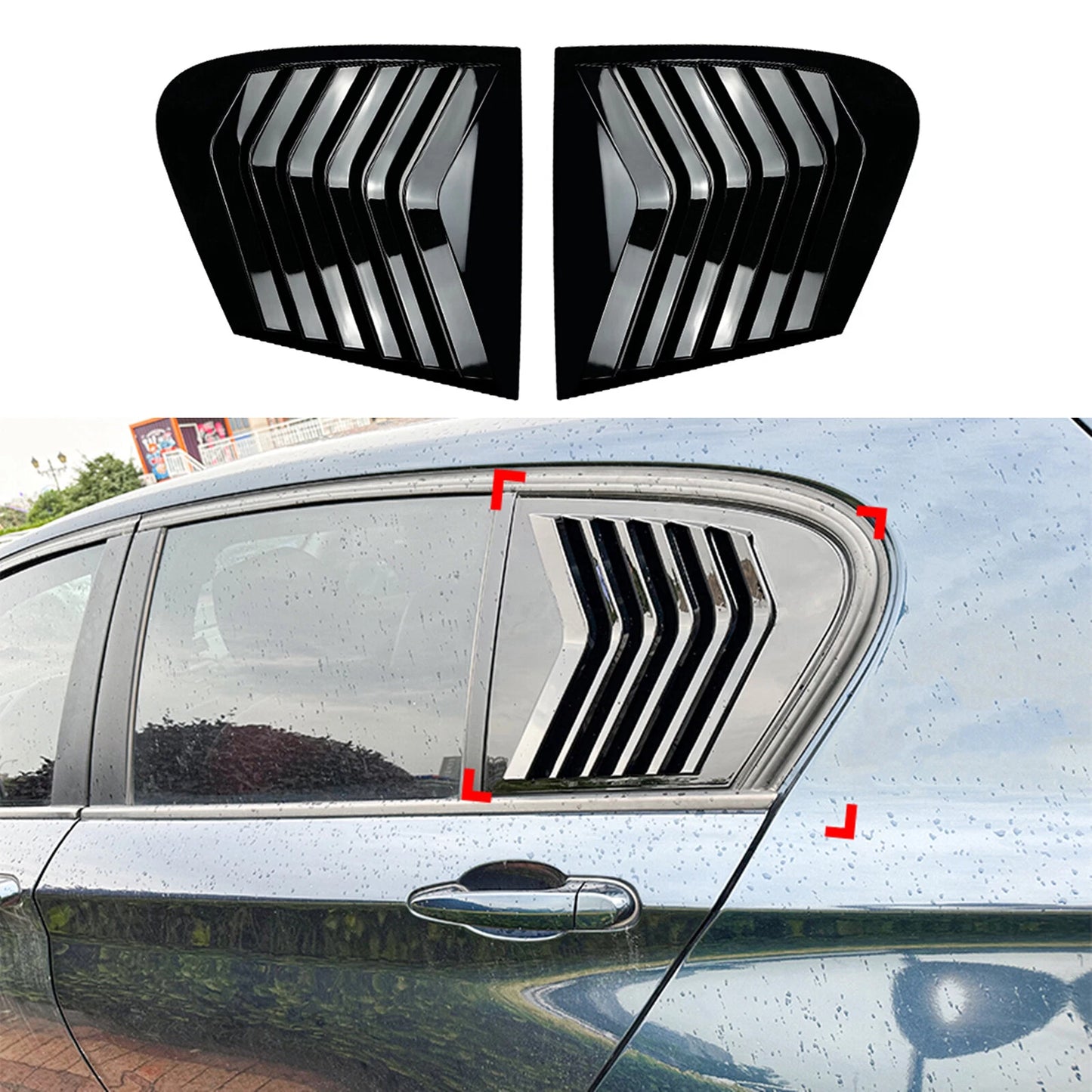 2 x Rear Side Window Louver Trim Covers for BMW F20 F21 (2011-2021) Black