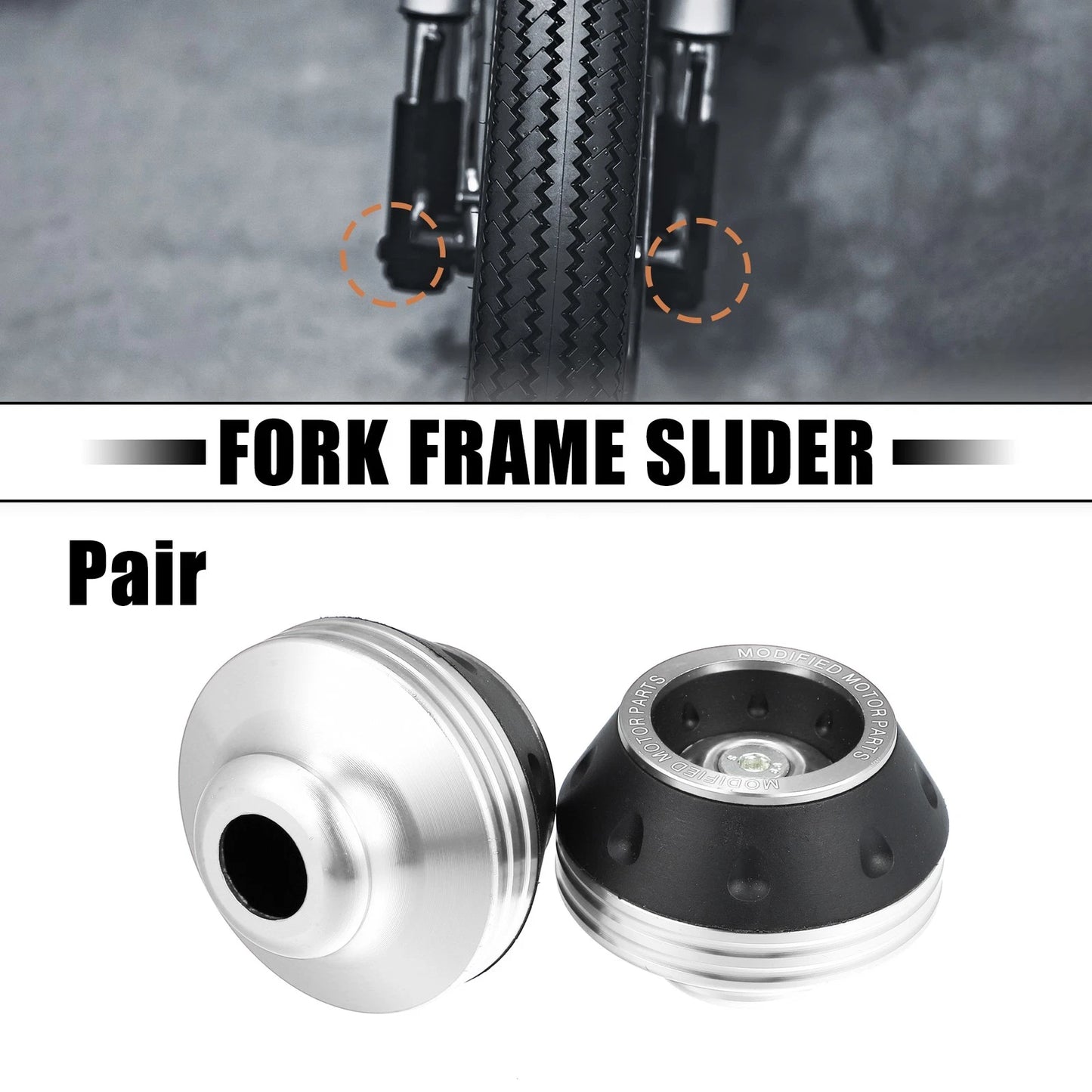 2 x Motorcycle Wheel Front Fork Frame Sliders Protection Silver Tone