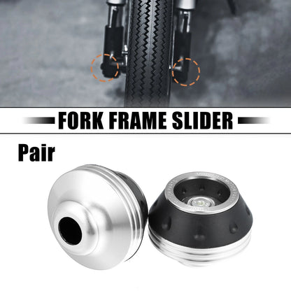 2 x Motorcycle Wheel Front Fork Frame Sliders Protection Silver Tone