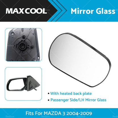 Left Passenger Side Mirror Glass for Mazda 3 (2004-2009)