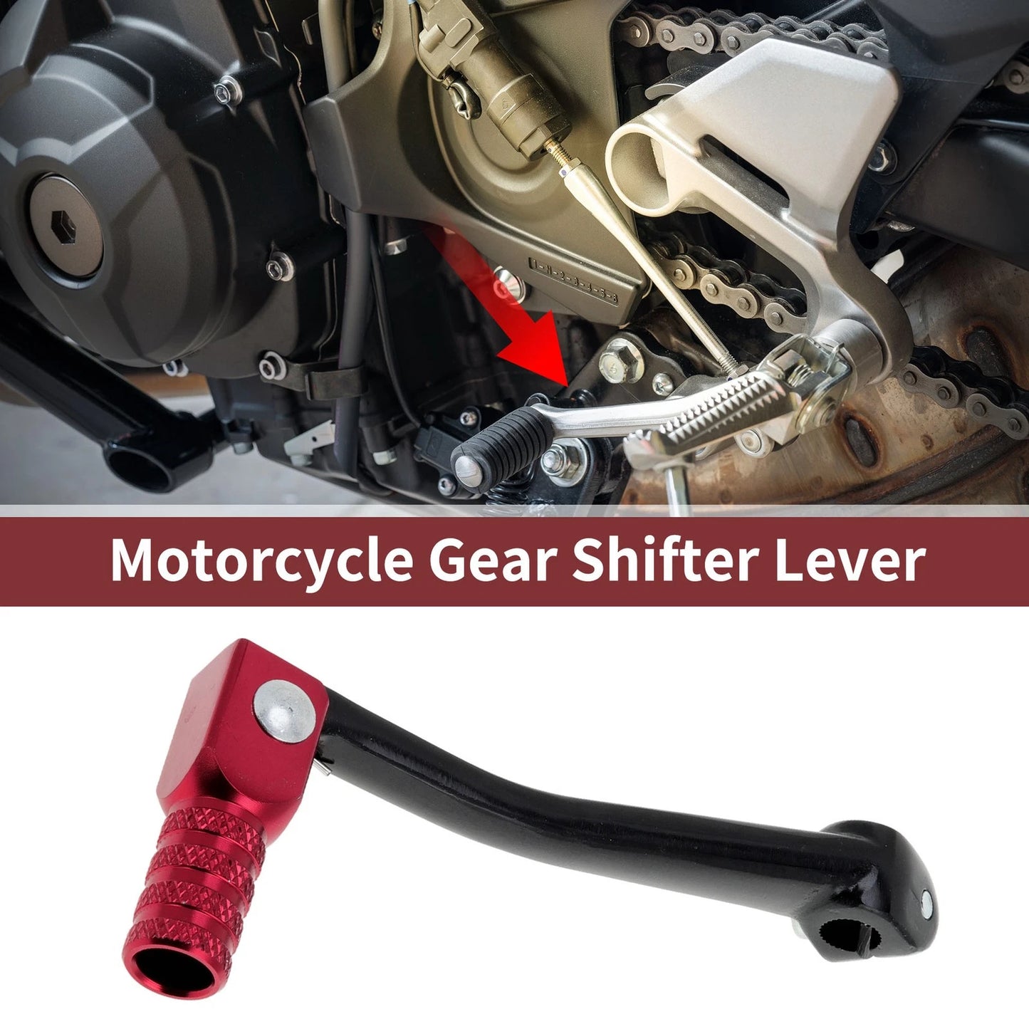 Folding Gear Shifter Lever for Honda CRF50 Black/Red
