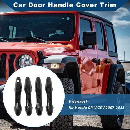 Carbon Fiber Black Door Handle Cover Trim for Honda CR-V 2007-2011