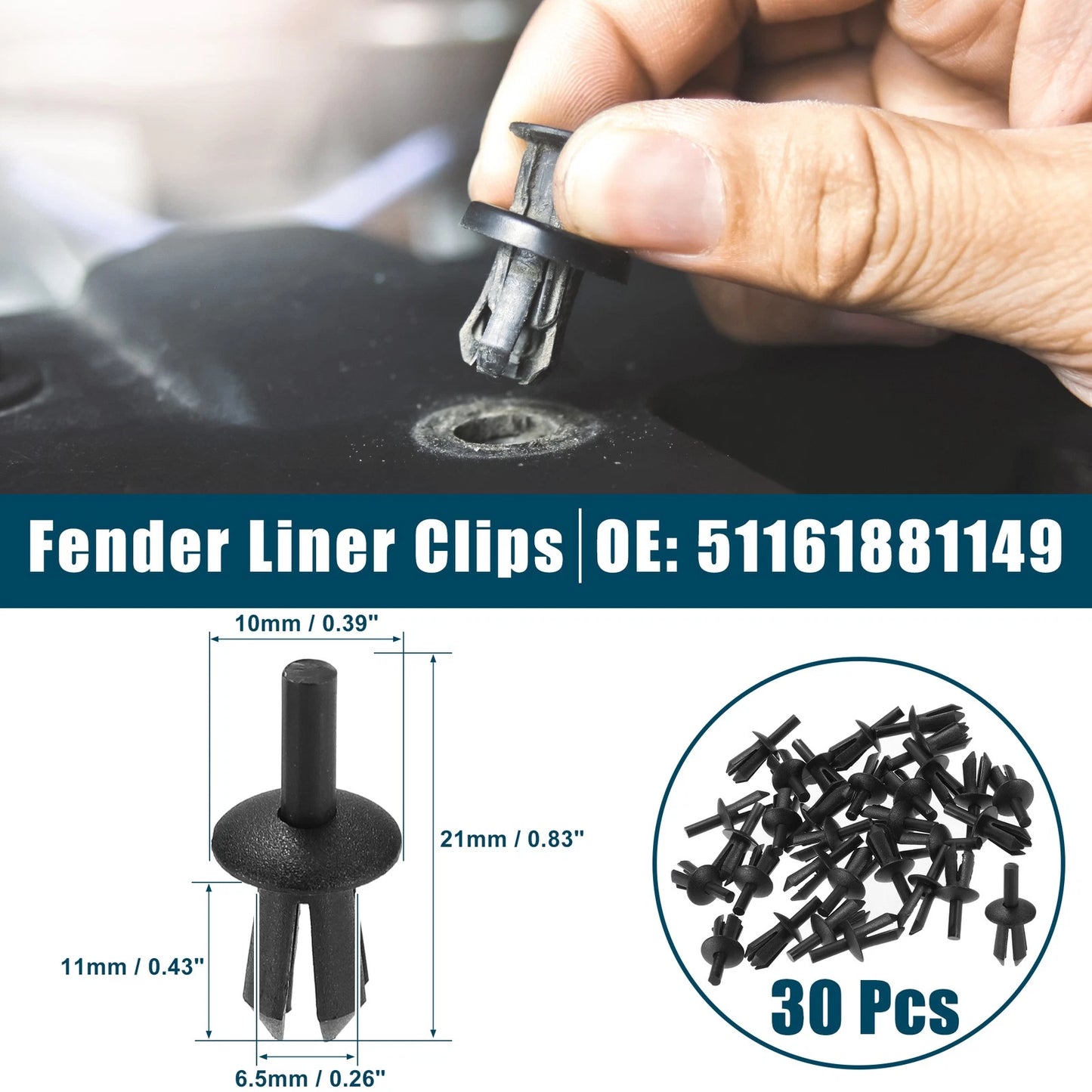 30 x Fender Liner Clips for BMW 128i (2008-2013)