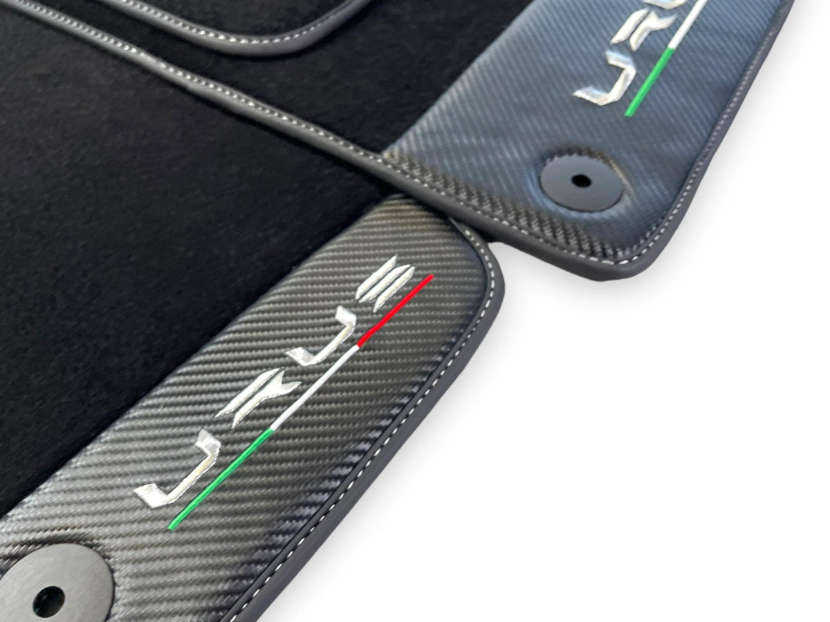 Black Floor Mats for Lamborghini Urus 2018-2024 with Carbon Fiber Leather