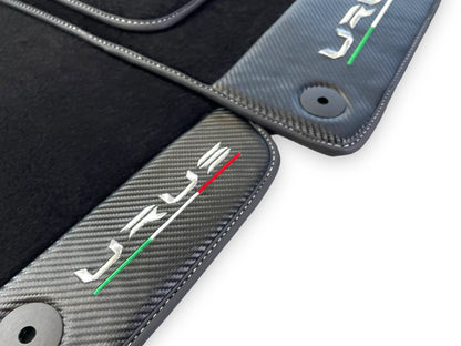 Black Floor Mats for Lamborghini Urus 2018-2024 with Carbon Fiber Leather