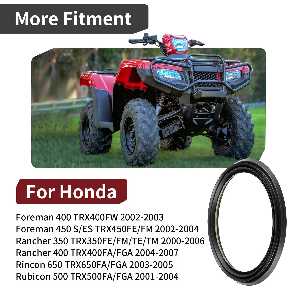 Front Brake Drum Seal for Honda Foreman Rubicon 500 TRX500FA TRX500FGA (2001–2004)