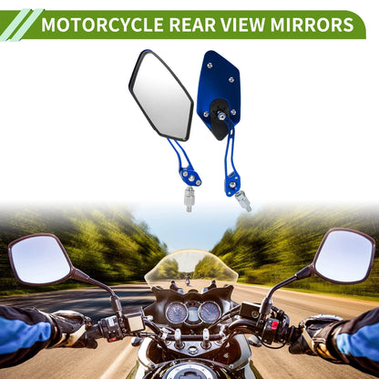 M8/M10 Rear View Mirror Polygonal Shape Blue Aluminum Alloy Plastic for M8/M10