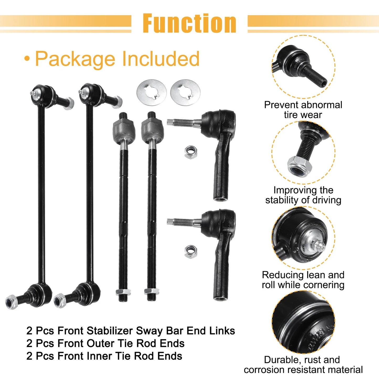 6pcs Front Tie Rod End Link Sway Bar for Chrysler Voyager (2001-2003)
