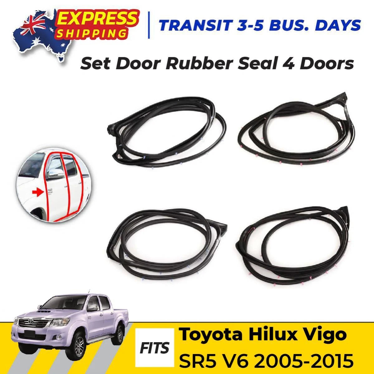 Door Rubber Seal Set 4 Fits Toyota Hilux Vigo 4 Doors SR5 AN10 Pickup 2004-15 D