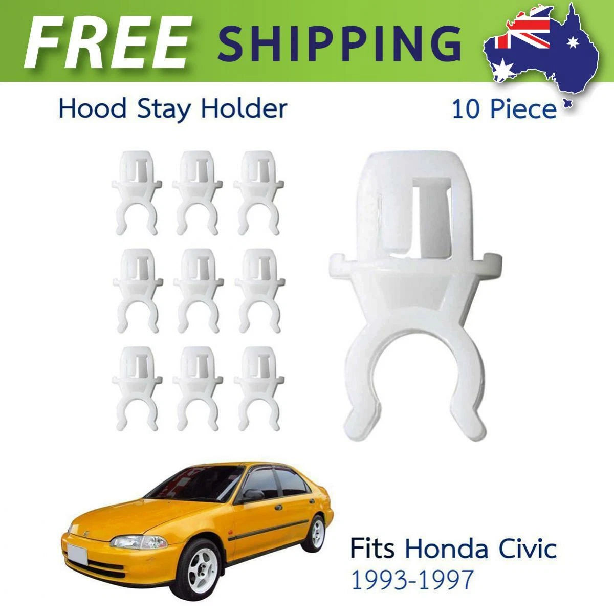 10 PCS Hood Stopper Stay Holder White Fits Honda Civic Sedan Wagon 1993-1997 New