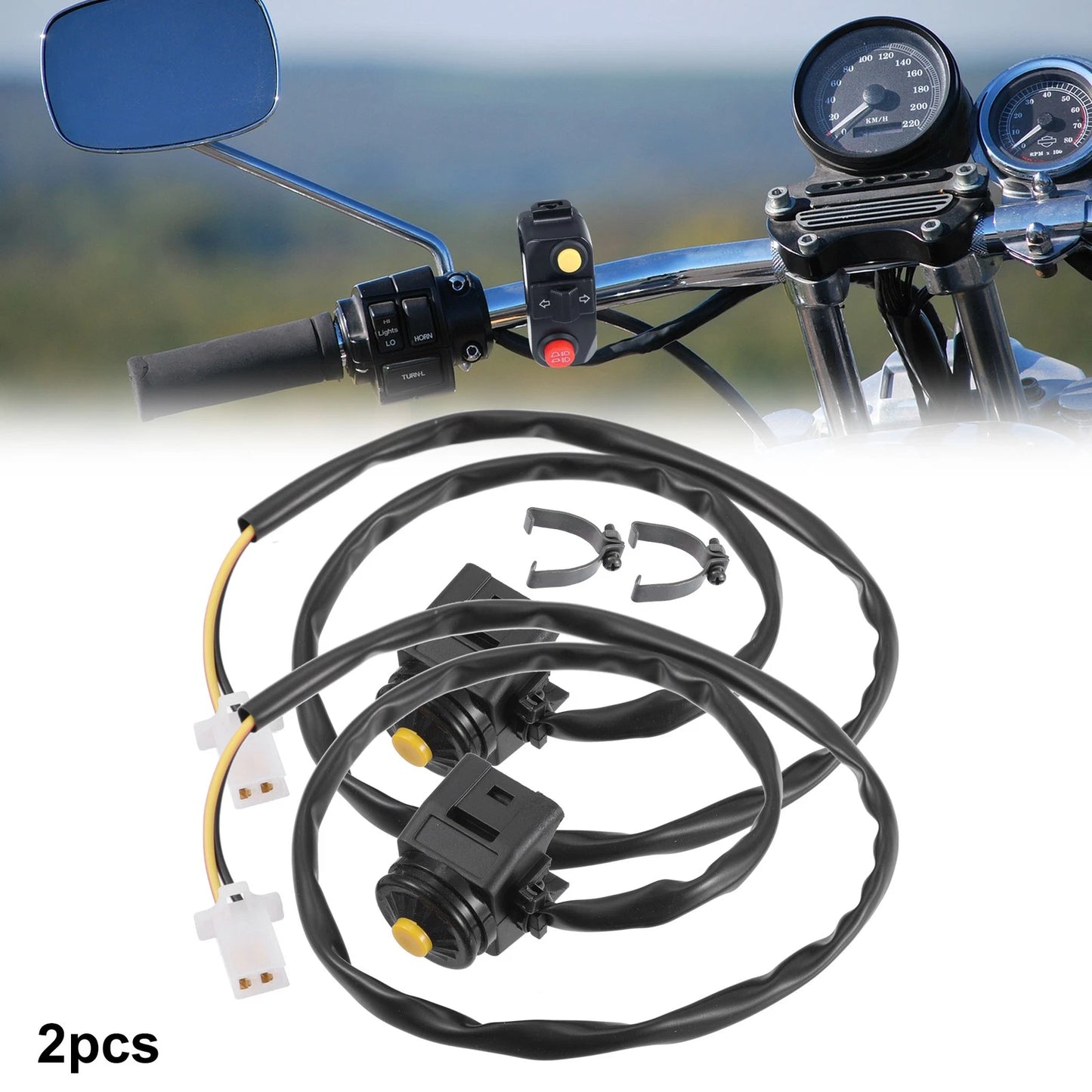 7/8" Handlebar Switch Button Assembly 2 x for Motorcycle