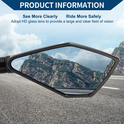 M8/M10 Motorcycle Rear View Mirrors Prismatic Shape Black Aluminum Alloy