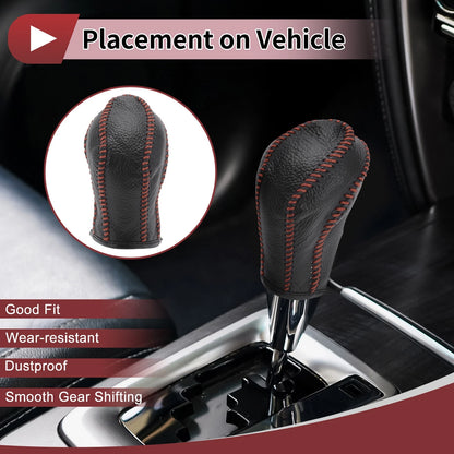 Car Gear Shift Knob Cover for Nissan Maxima (2016-2023) Black Brown Faux Leather