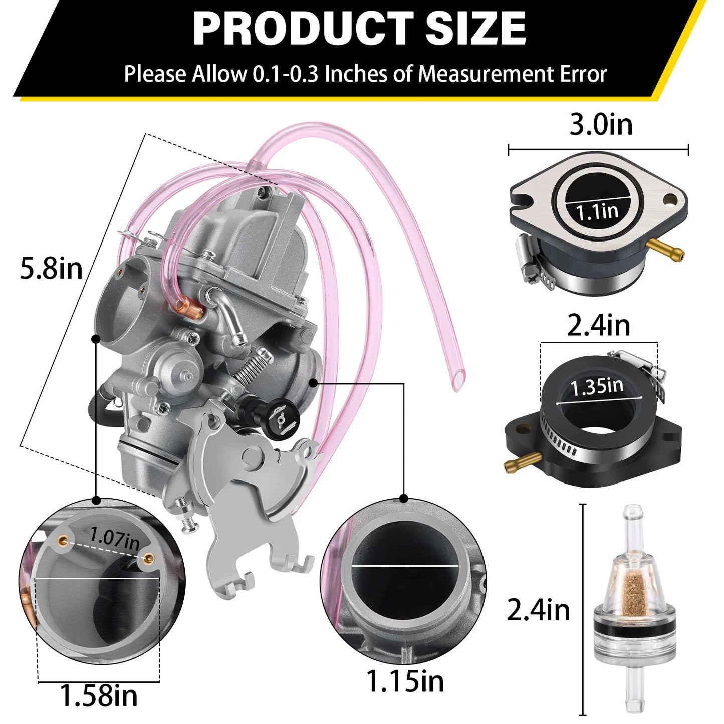 Carburetor for Yamaha TTR230 2005-2025 w/ Intake Boot