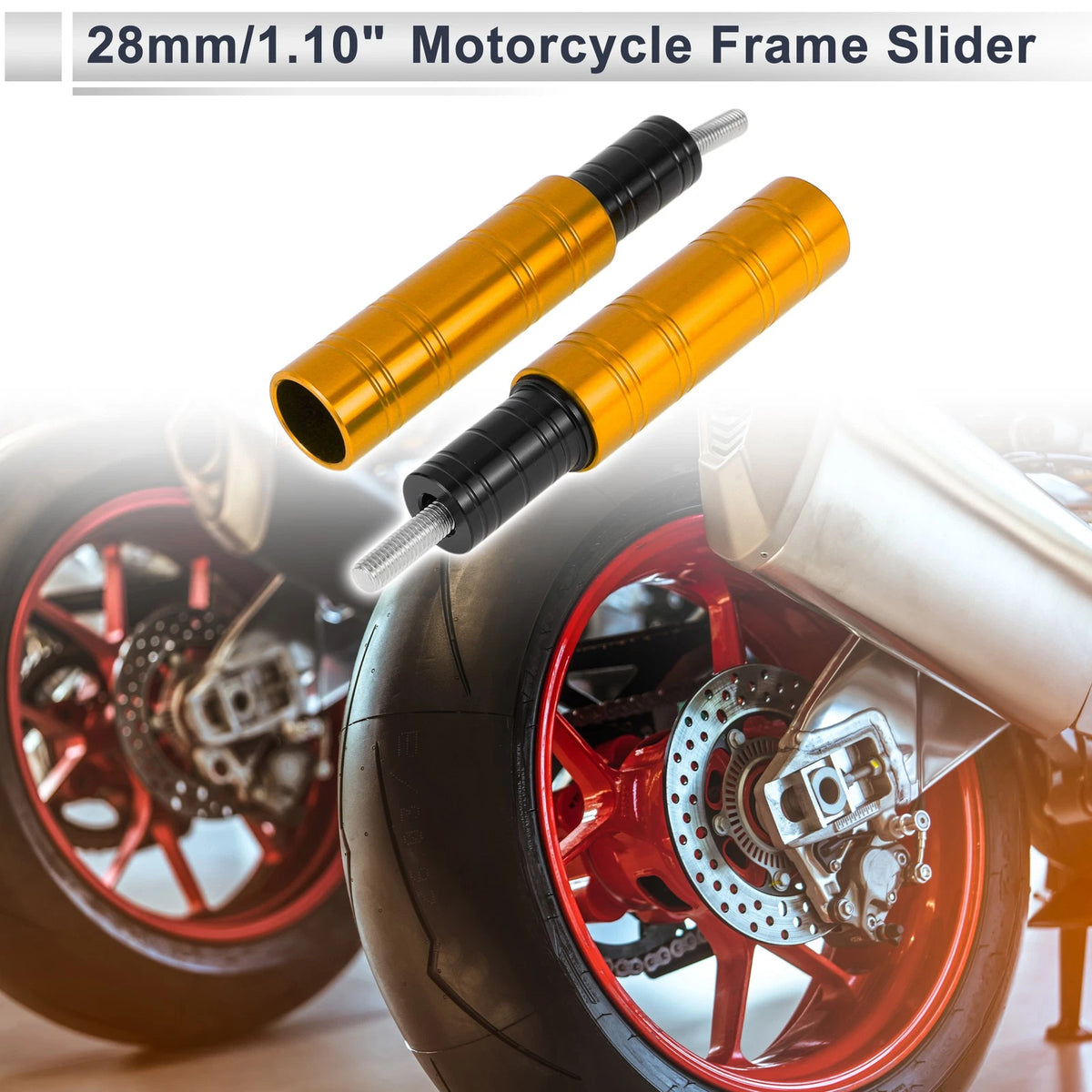 Frame Bolt 10.5mm Aluminum Alloy Motorcycle Slider 2 x Gold Tone
