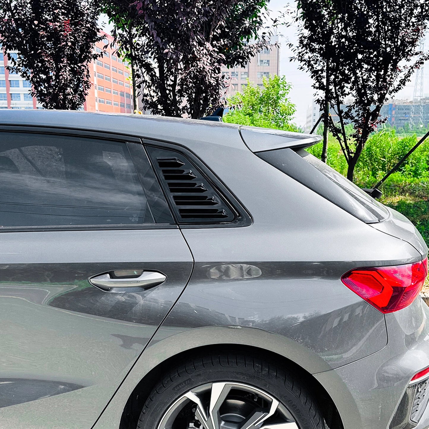 Rear Side Window Louver Covers for Audi A3 S3 (2021-2024) Gloss Black