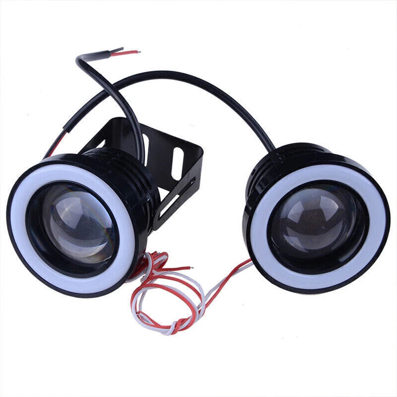 89mm LED Fog Light Lamp for Car Projector - Round Red Halo Angel Eye Bulbs