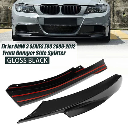 Gloss Black Front Bumper Splitter Lip Spoiler Cover 2x for BMW E90 E91 (2009-2012)