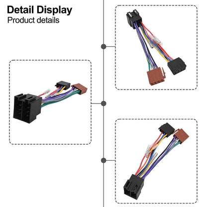 16 Pin Auto Adapter Wiring Harness for Car Stereos with ISO Connections