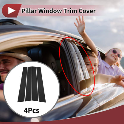 4 Pcs Car Door Pillar Window Trim for Honda City (2003-2008) Black