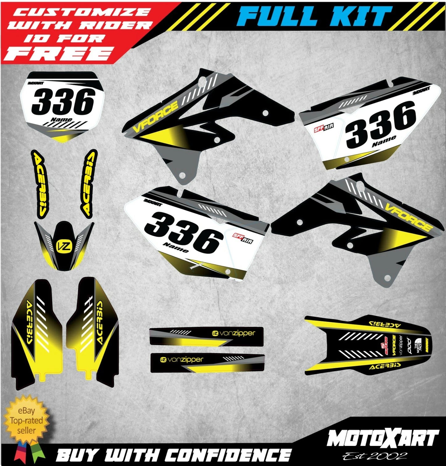 Custom Graphics Full Kit for Suzuki RMZ 250 (2007-2009) TAG STYLE Stickers