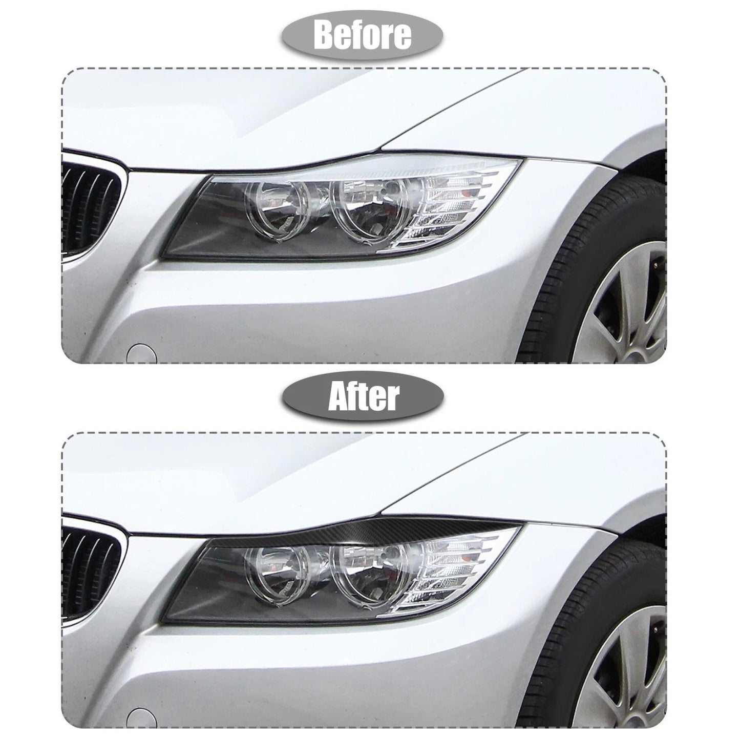 Carbon Fiber Headlight Eye Lid Covers for BMW E90 (2006-2011)