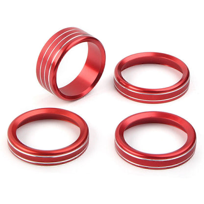 4 x Air Conditioner Switch Knob Ring Cover Trim RED for Jeep Wrangler (2018-2020)
