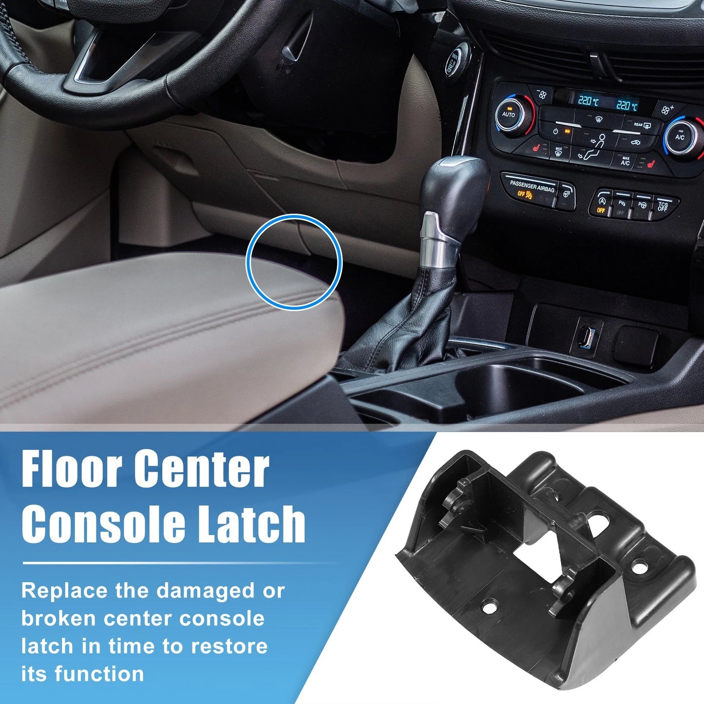 Center Console Latch Stowage Box for Ford Escape C-Max (2013-2019)
