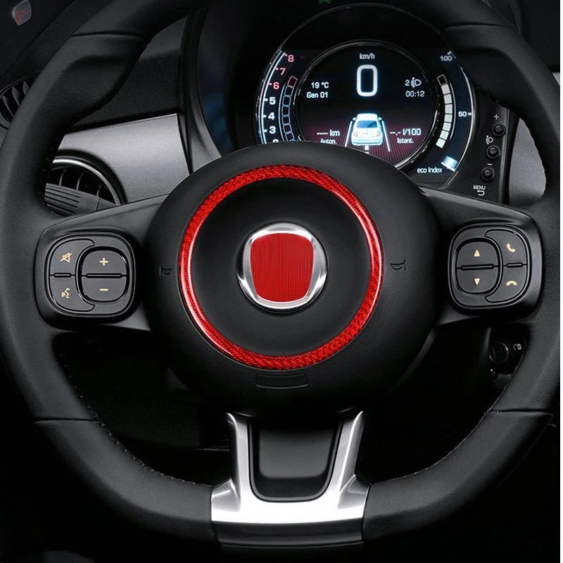 Dry Carbon Fiber Steering Wheel Center Trim Ring for Fiat 500 2012-2019