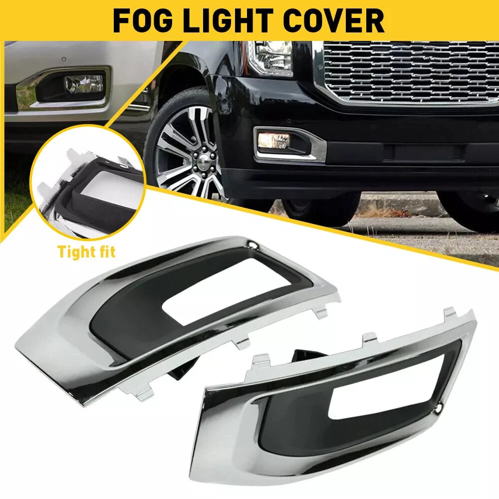 Fog Light Bezel Chrome Trim Cover Replacement 2 x For GMC Yukon XL (2015-2020)