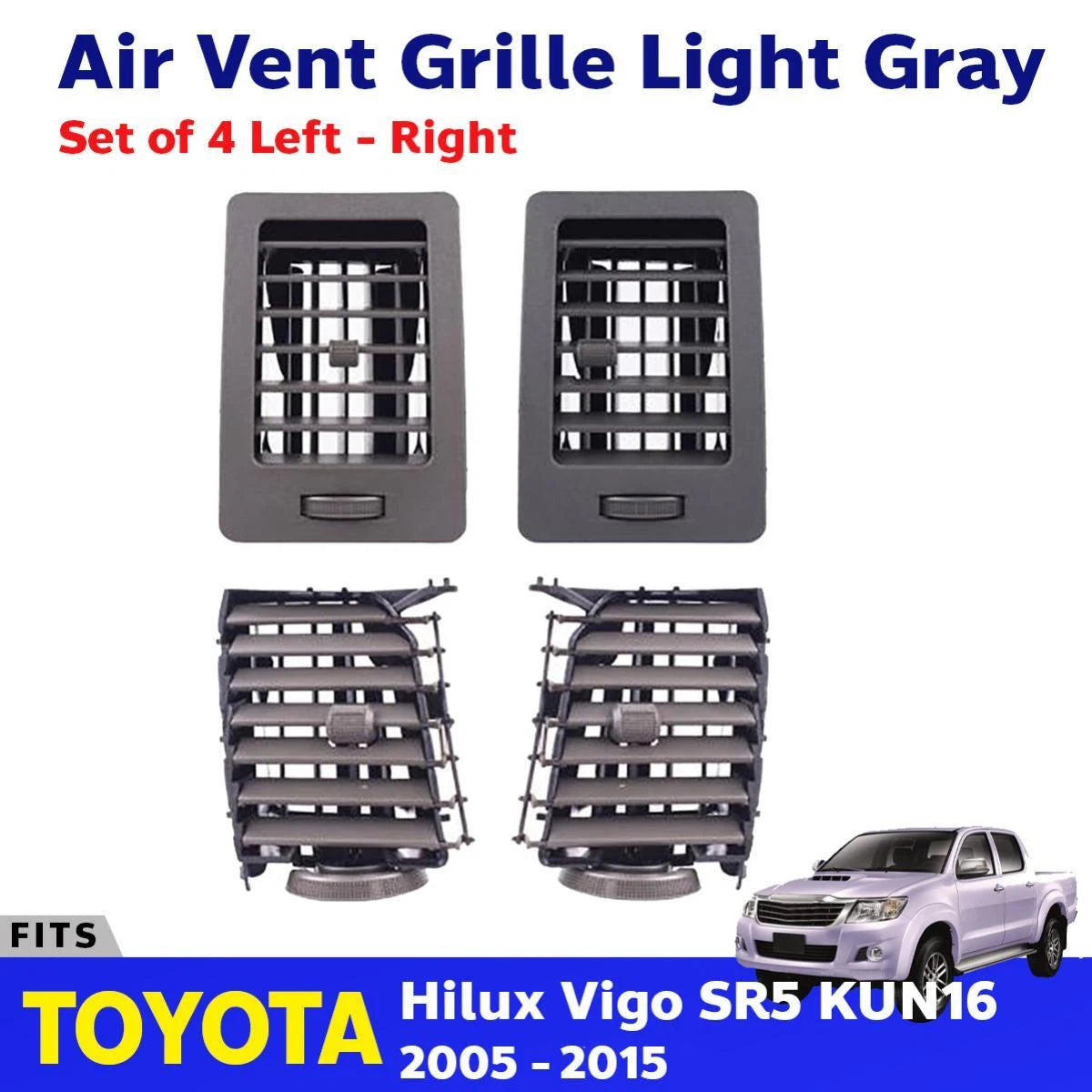 Air-Condition Grill A/C Vent Grille Gray Fits Toyota Hilux Kun SR5 UTE 2005-2015