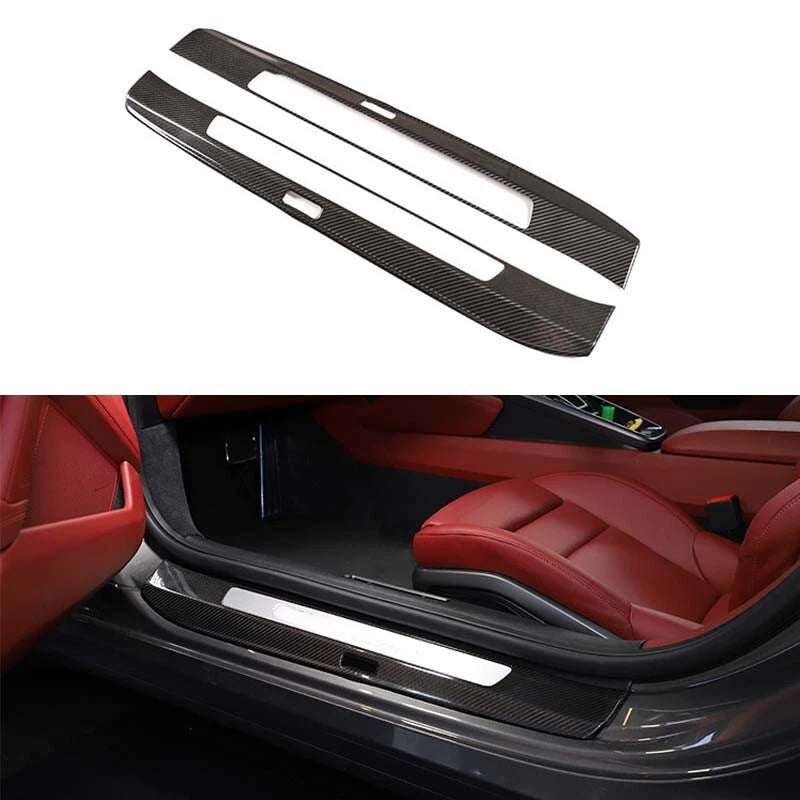 Dry Carbon Fiber Door Sill Cover Trim Strip for Porsche 911 992 2019-2023
