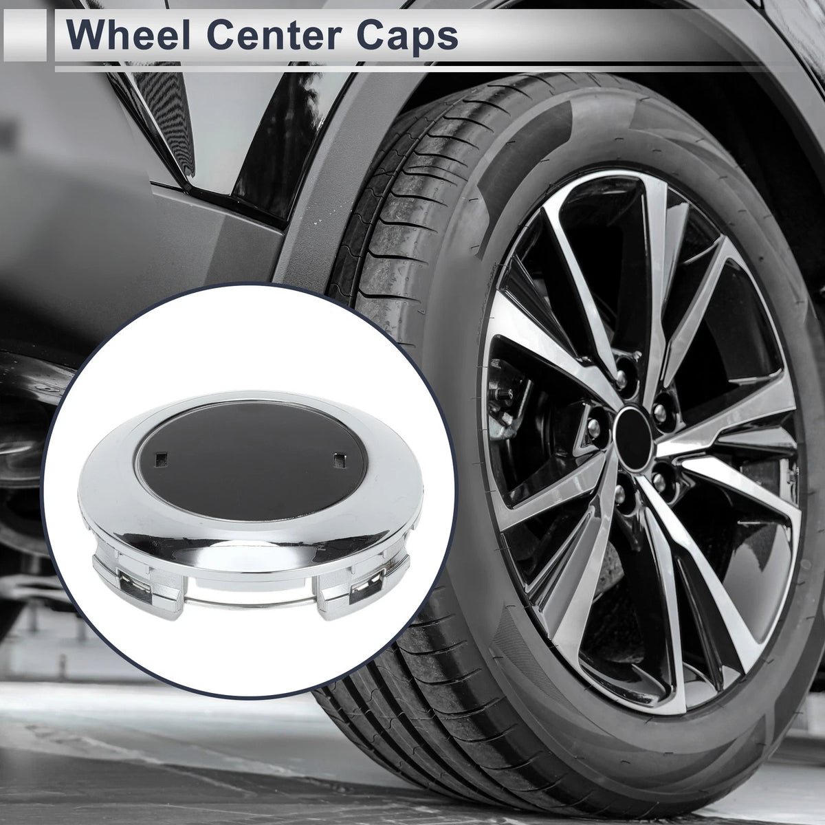 Wheel Center Cap for Toyota Land Cruiser (2008-2021) Silver Black Plastic